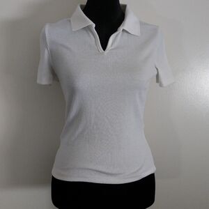 White, Black, Gray Ribbed Collared Polo 3 Pieces T-shirt Tee